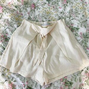 Bershka Cream High Waisted Tailored Shorts